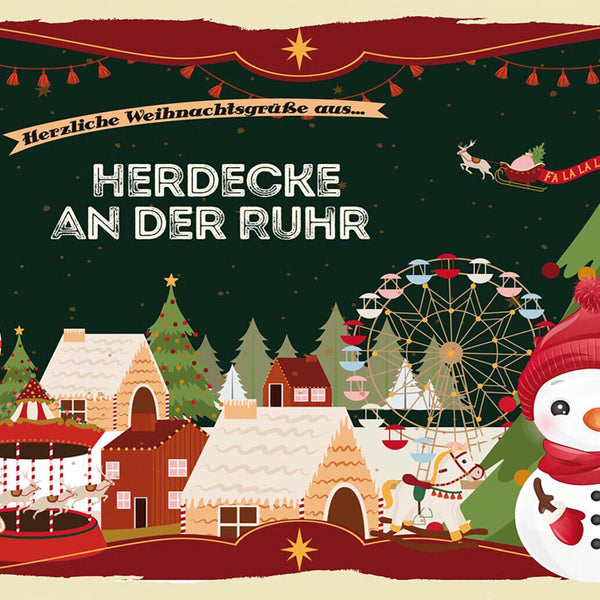 Schild Spruch Herzliche Weihnachtsgrüße aus Herdecke an der Ruhr Comic JW