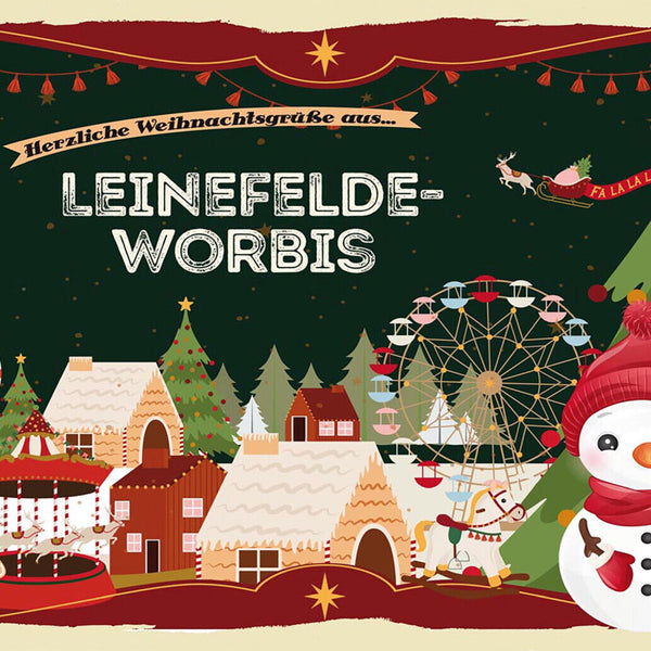 Schild Spruch Herzliche Weihnachtsgrüße aus Leinefelde-Worbis Comic JW