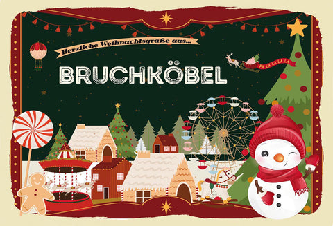 Schild Spruch Herzliche Weihnachtsgrüße aus Bruchköbel Comic Schneemann JW
