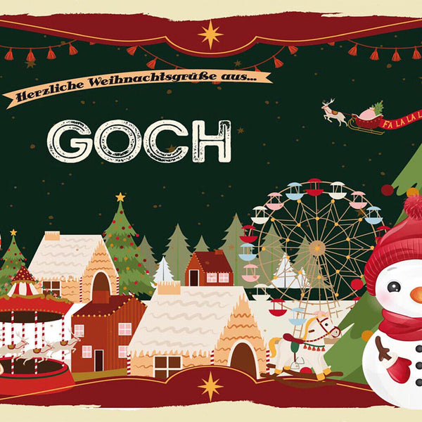 Schild Spruch Herzliche Weihnachtsgrüße aus Goch Comic Schneemann JW