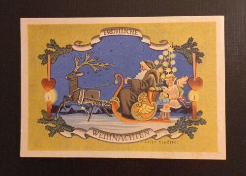 Fröhliche Weihnachten Josef Schöffel Weihnachtsmann Kind Schlitten 165349 Ga G