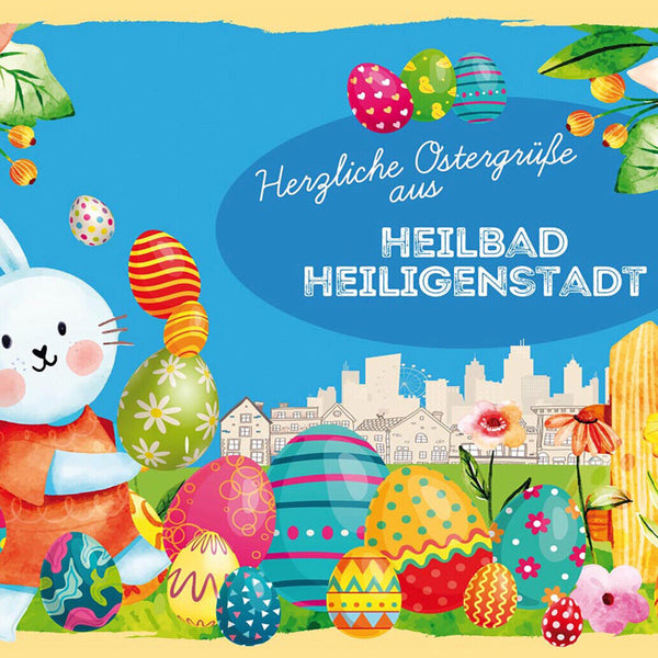 Schild Spruch Herzliche Ostergrüße aus Heilbad Heiligenstadt Osterhase Comic JW