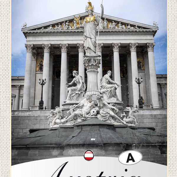 Schild Spruch Austria Österreich Parlament Pallas Athene JW