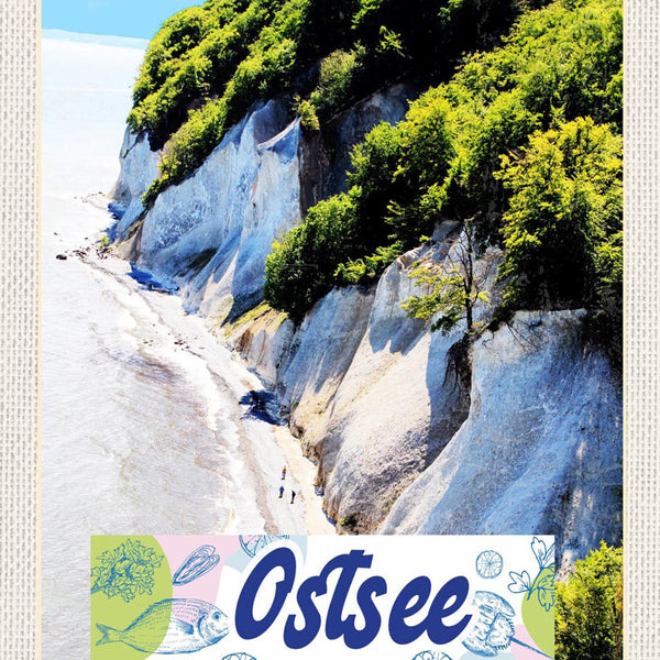Schild Spruch Ostsee Deutschland Meer Felsen Wald Strand JW