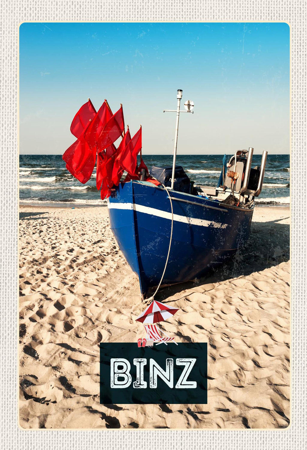 Schild Spruch Binz Strand Meer Schiff JW