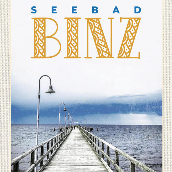 Schild Spruch Seebad Binz Steg Meer JW
