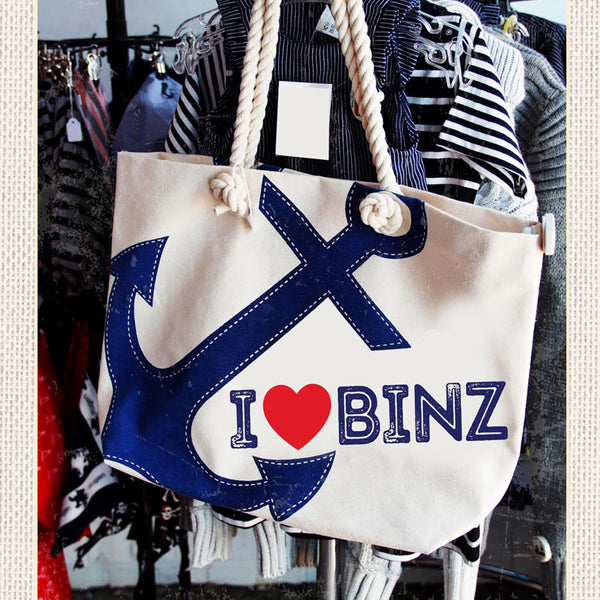 Schild Spruch I Love Binz Herz Boutique JW