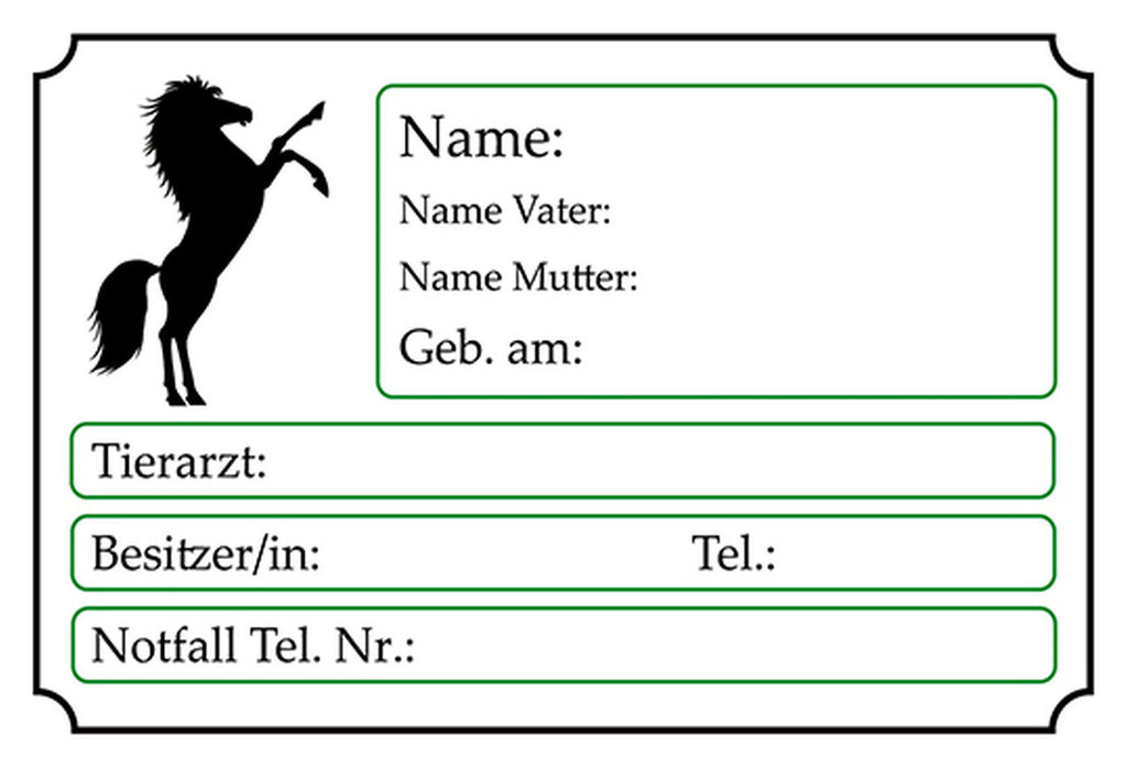 Schild Spruch Steckbrief Pferd Nicht ausgefüllt Name Tierarzt Besitzer TelefonJW