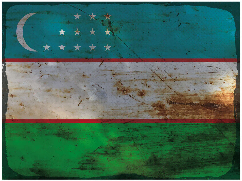 Schild Spruch Nationalflagge Usbekistan JW