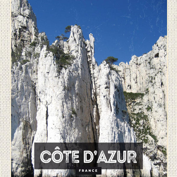 Schild Spruch Cote d'Azur France Frankreich Küste Meer Felsen JW