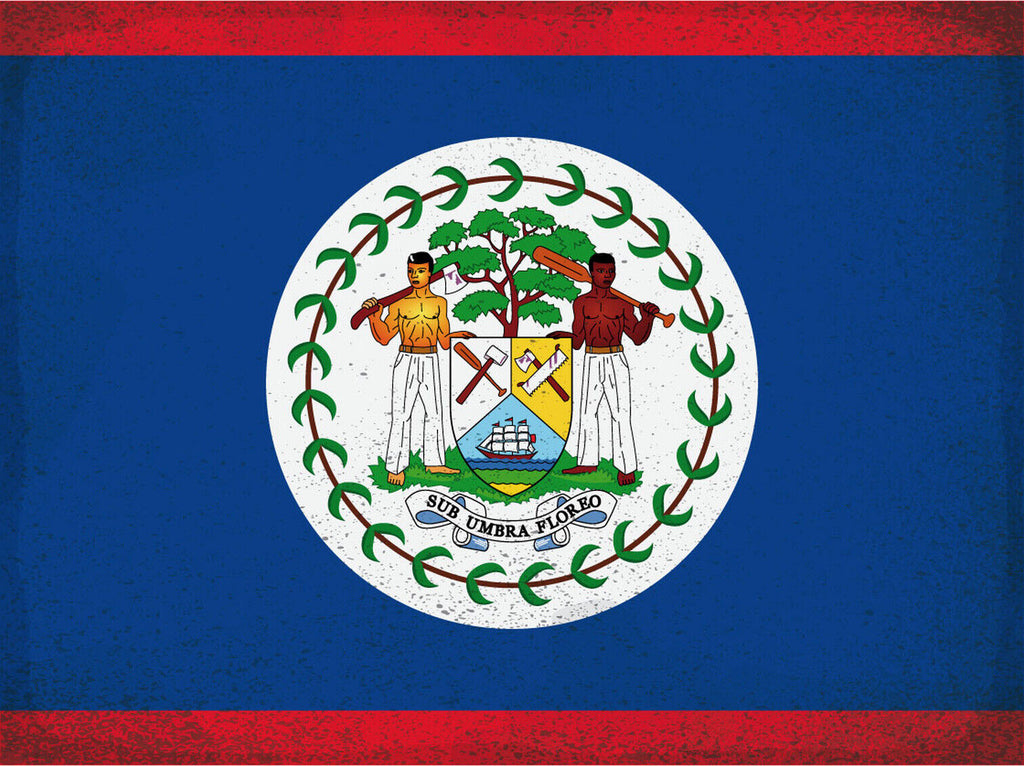 Schild Spruch Nationalflagge Belize JW