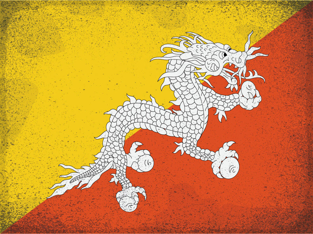 Schild Spruch Nationalflagge Bhutan JW