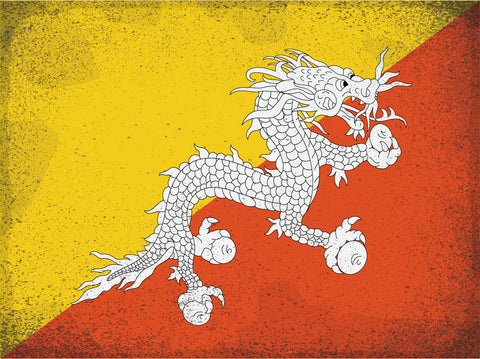 Schild Spruch Nationalflagge Bhutan JW