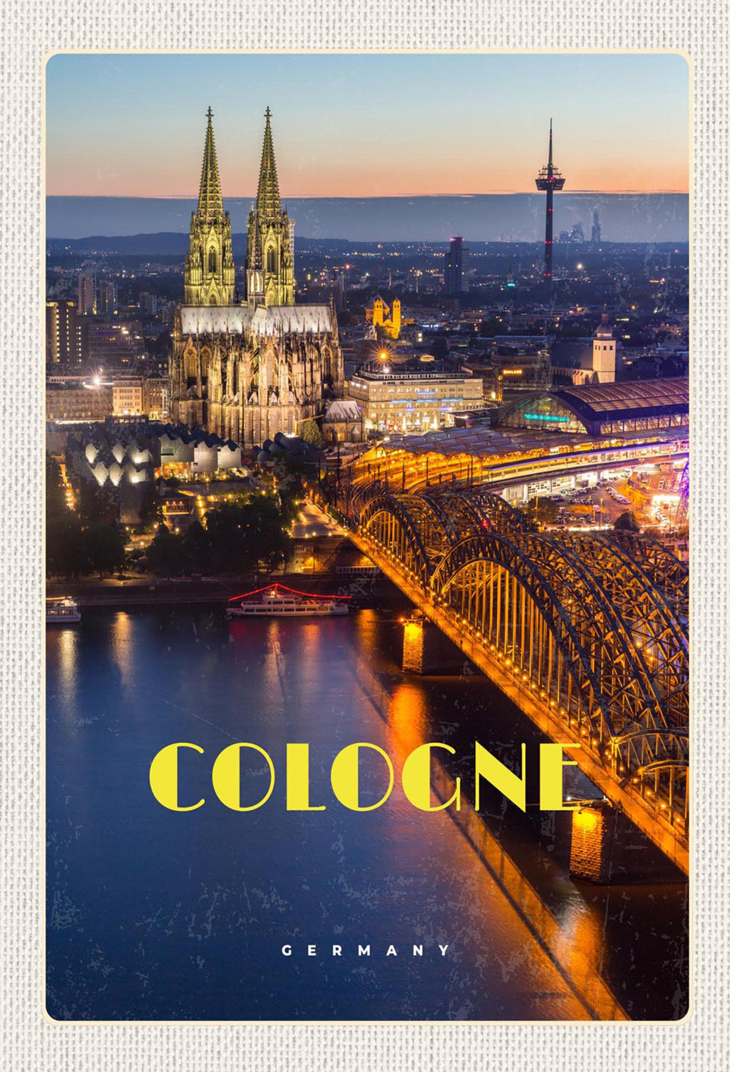 Schild Spruch Cologne Germany Köln Deutschland Nacht Dom Brücke Fernsehturm JW