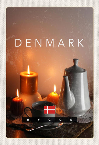 Schild Spruch Hygge Denmark Dänemark Kerzen Tee JW