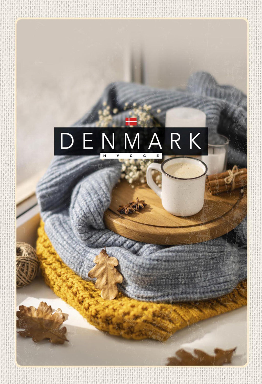 Schild Spruch Hygge Denmark Dänemark Wollpullover Kaffeetasse JW