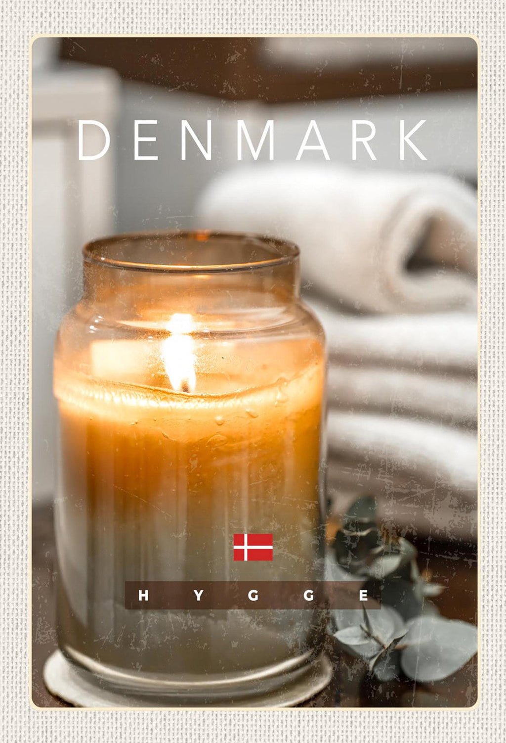 Schild Spruch Hygge Denmark Dänemark Kerze JW