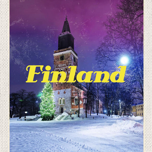 Schild Spruch Finland Finnland Kirche Schnee Winter JW