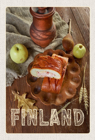 Schild Spruch Finland Finnland Kuchen Äpfel Essen JW