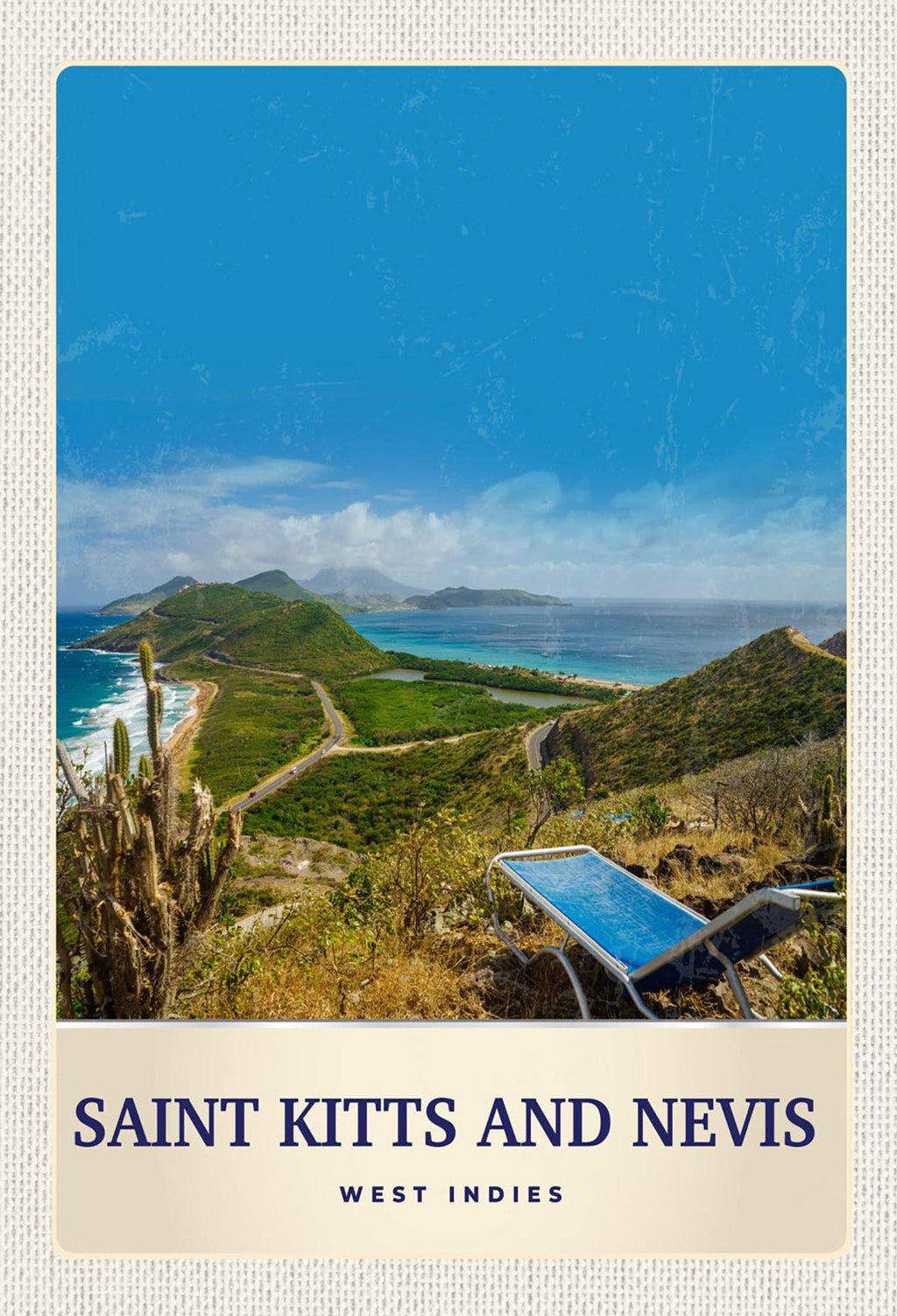Schild Spruch Saint Kitts and Nevis West Indies Karibik Inseln Strand Meer JW