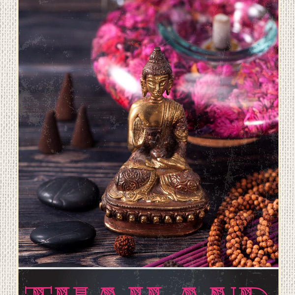 Schild Spruch Thailand Buddha Blüten JW