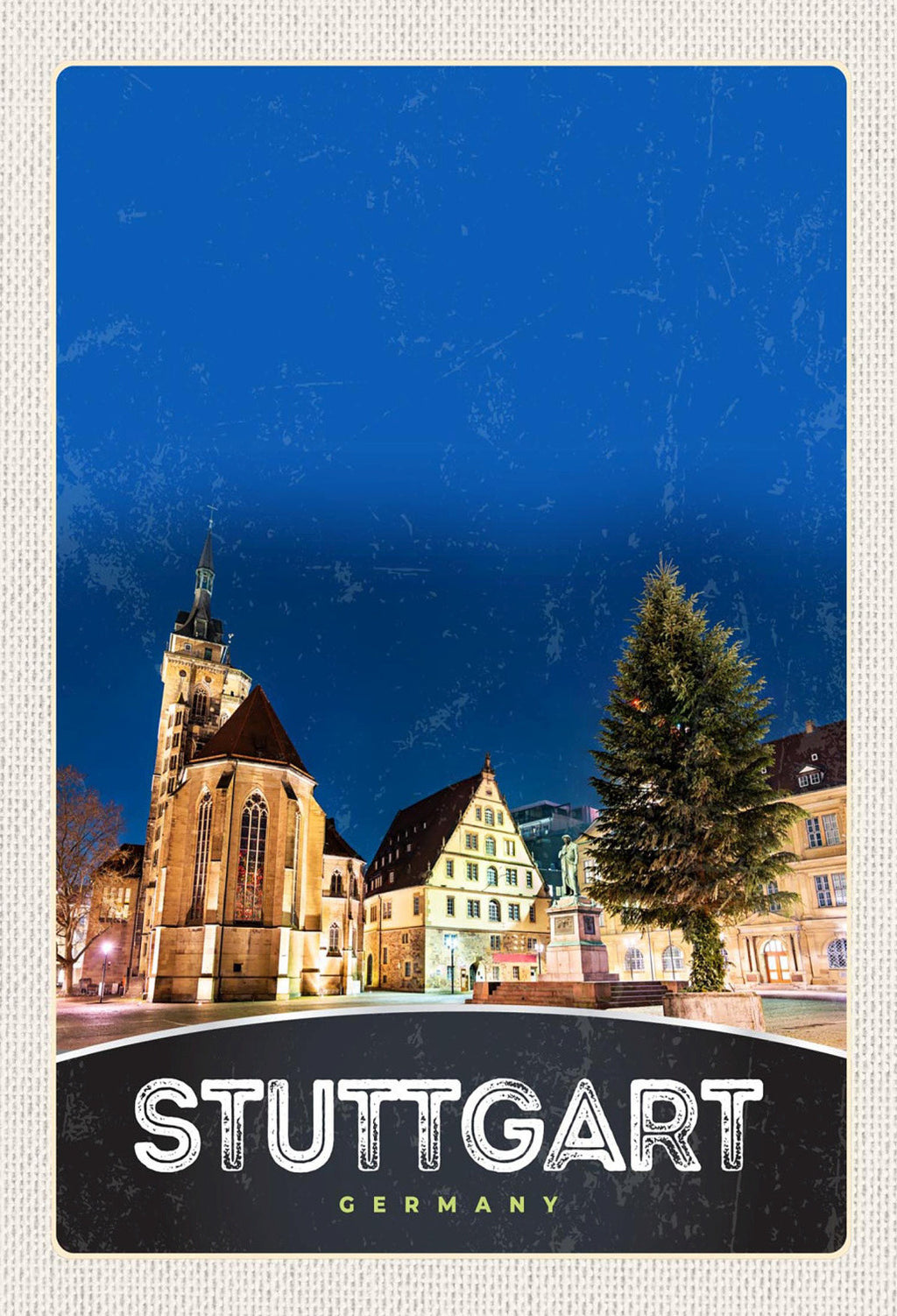 Schild Spruch Stuttgart Germany Deutschland Platz Nacht Kirche JW