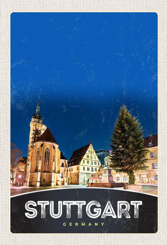 Schild Spruch Stuttgart Germany Deutschland Platz Nacht Kirche JW
