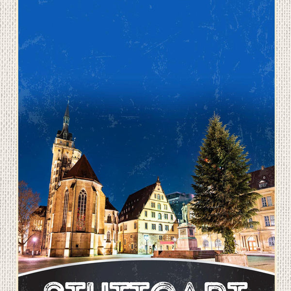 Schild Spruch Stuttgart Germany Deutschland Platz Nacht Kirche JW