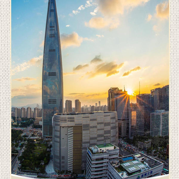 Schild Spruch Seoul South Korea Südkorea Hochhäuser Stadt Sonnenuntergang JW
