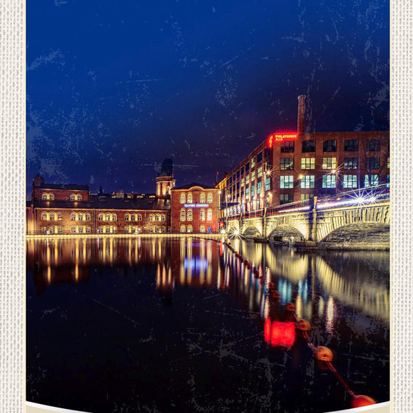 Schild Spruch Tampere Finland Finnland See Nacht Stadt Häuser JW