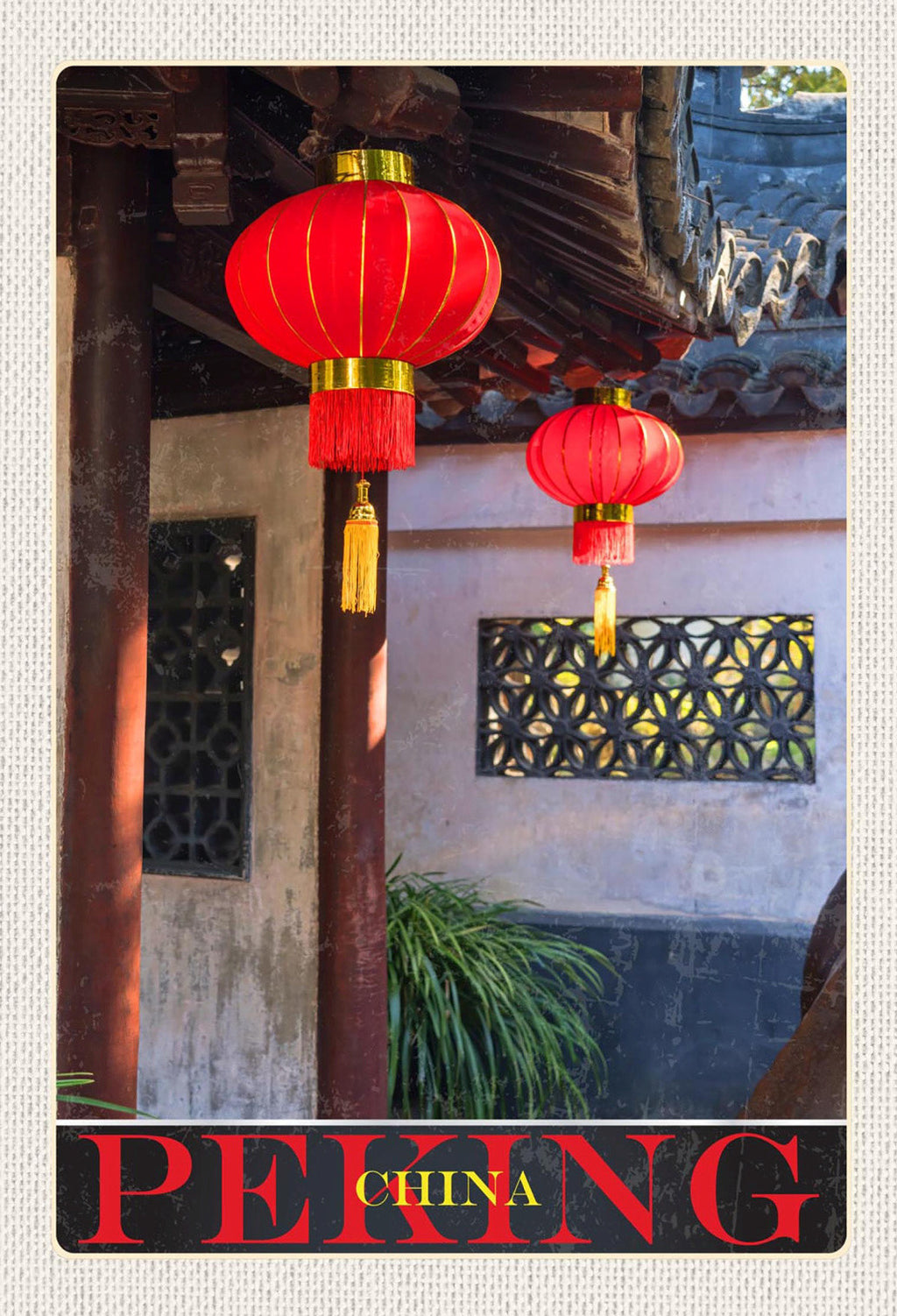 Schild Spruch Peking China Lampions JW