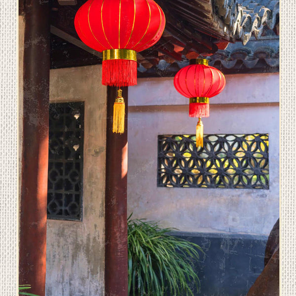 Schild Spruch Peking China Lampions JW