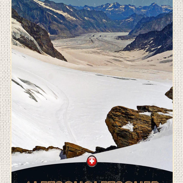 Schild Spruch Aletschgletscher Switzerland Schweiz Berge Schnee JW