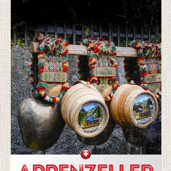 Schild Spruch Appenzeller Switzerland Schweiz Kuhglocken  JW