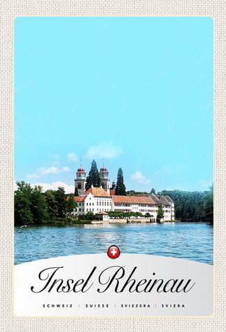 Schild Spruch Insel Rheinau Schloss See Switzerland Schweiz JW