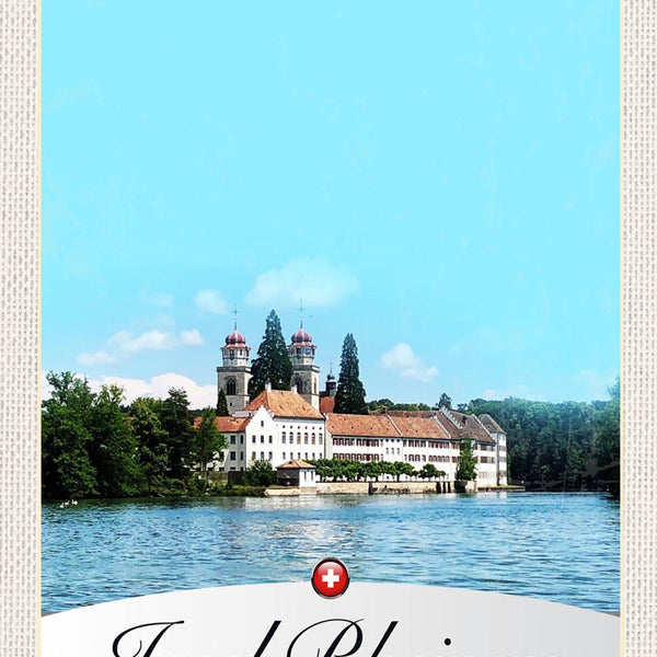 Schild Spruch Insel Rheinau Schloss See Switzerland Schweiz JW
