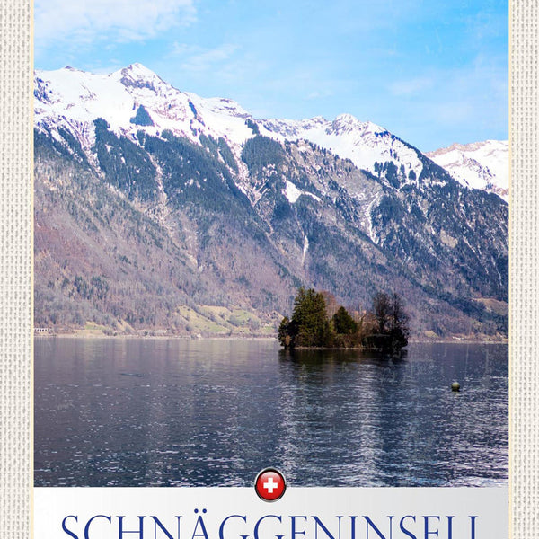 Schild Spruch Schnäggeninseli im Brienzersee Switzerland Schweiz Berge See JW