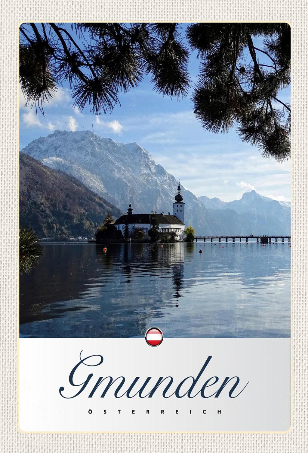 Schild Spruch Gmunden Österreich Traunsee Schloss Orth Berge Wald JW