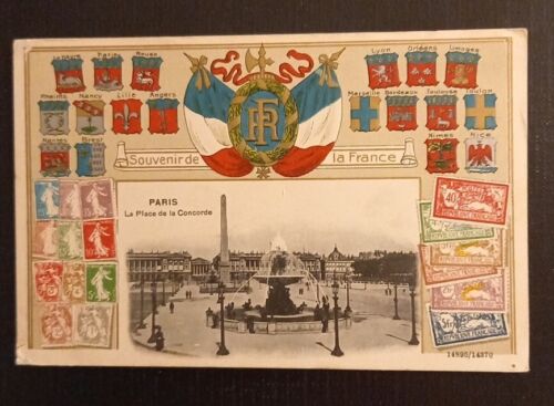 Paris La Place De La Concorde Flagge Prägekarte 600746A Ga G