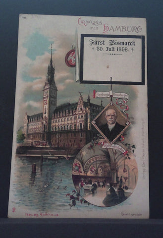 Bismarck Trauerkarte Gruss aus Hamburg Neues Rathaus Gemälde JW 500244 C