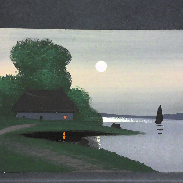 gemalte Künstlerkarte von unbekannt See Mond 400551 jw J
