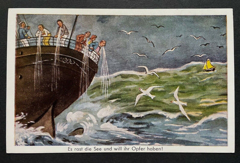 Es rast die See Opfer Seekrank Schiff Möwe Wellen Meer Boot Cartoon 401070 TH A