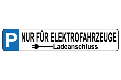 Schild Elektro Fahrzeuge Parkplatz Parken Ladeanschluss 46 x 10 Blech od. Holz