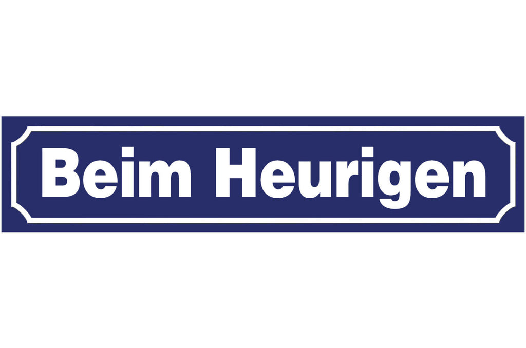 Schild Beim Heurigen Lokal Wein Alkohol Ort Straße Platz 46 x 10 Blech od. Holz