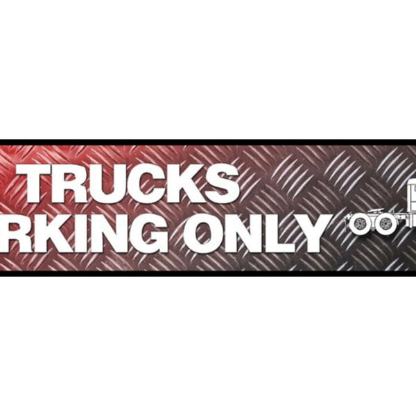 Schild Trucks Parking LKW Lastwagen Parkplatz Parken 46 x 10 Blech od. Holz