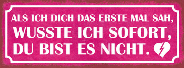 Schild Als Ich Dich Das Erste Mal Sah Wusste Ich Sofort Du Bist Es Nicht 27x10