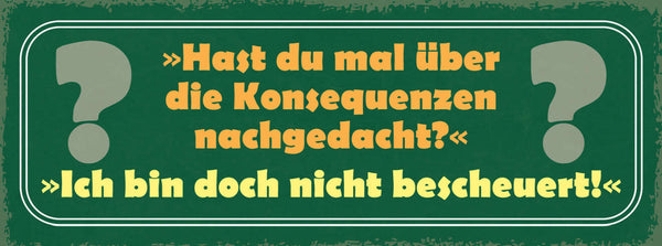 Schild Hast Du Mal Über Die Konsequenzen Nachgedacht Doch Nicht Bescheuert 27x10