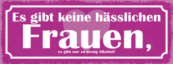 Schild Es Gibt Keine Hässlichen Frauen Nur Zu Wenig Alkohol 27x10 Blech od.Holz