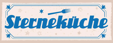 Schild Sterne Küche Koch Restaurant Kochen Zuhause Essen 27x10 Blech od.Holz