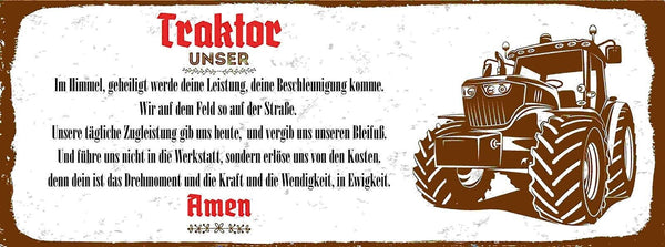 Schild Traktor Unser Im Himmel Gebet Amen Bauer Bauernhof 27x10 Blech od.Holz